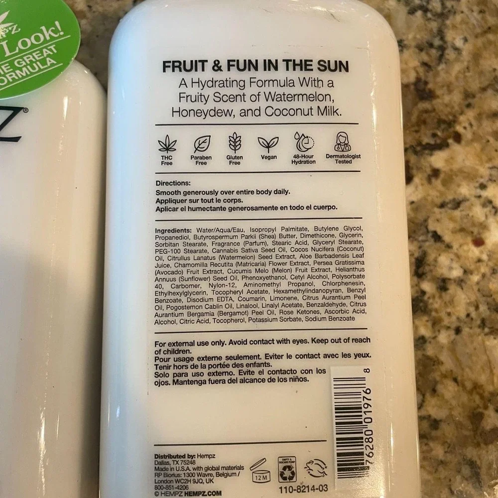 Hempz Fresh Coconut & Watermelon Daily Moisturizing Body Lotion Bundle–3 Bottles